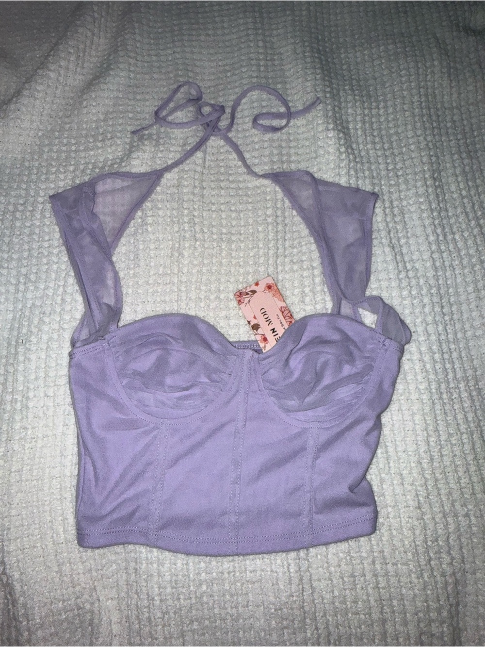 SHEIN Lilac Halter Bustier Crop Top